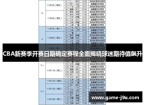 CBA新赛季开赛日期确定赛程全面揭晓球迷期待值飙升